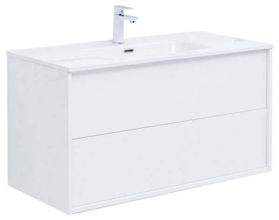 Тумба под умывальник Aquanet Lino 60 / 80 / 100 Flat белый глянец