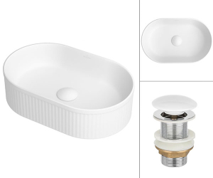 Комплект 2 в 1 умывальник Roxen Royal Oval M 110170M-W с донным клапаном