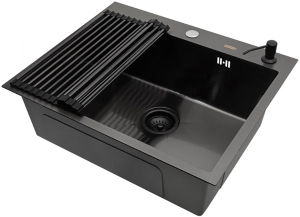 Кухонная мойка Arfeka Eco AR 60 Black с дозатором и роллер-матом