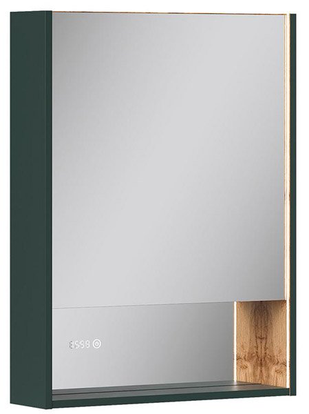 Шкаф-зеркало Equil Gleam LED 60.1D зеленый камень / дуб вотан