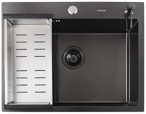 Кухонная мойка Avina Zepein ZP6048 PVD (графит) с коландером и дозатором