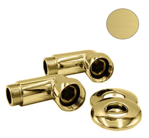 Комплект угловых американок 1x3/4" Г/Ш матовое золото