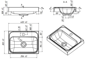 Умывальник Belux Бостон 400 / 500 / 600 / 700 / 800 / 900 белый матовый Solid Surface, 40х30