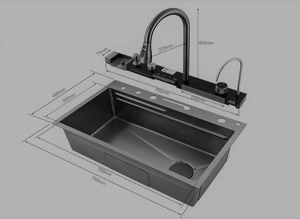 Кухонная мойка Savol S-SC003Q со смесителем 8 в 1
