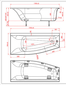 Ванна из искусственного камня Astra-form Скат Solid, 170х75