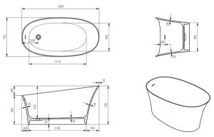 Ванна из искусственного камня Timo KIARA1500 / KIARA1700 Solid Surface