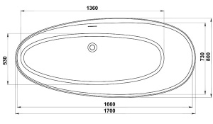 Ванна из искусственного камня BAS Иннова белая матовая Solid Surface, 170х80