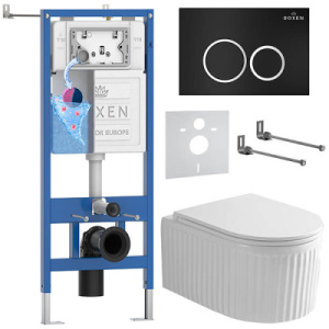 Комплект инсталляции 6 в 1 Roxen StounFix Dual Fresh 968231 с аромадозатором, черный матовый