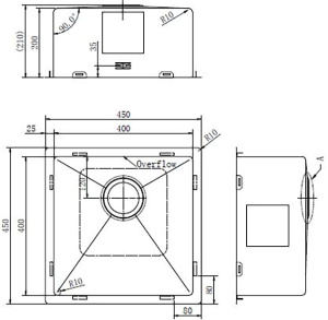 Кухонная мойка Zorg ZRE 4545 / ZRE 5545 graphite, 45х45, графит