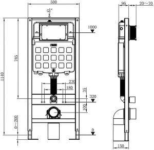 Комплект инсталляции 4 в 1 Amore di mare QuickFit 50114 c клавишей смыва 404W