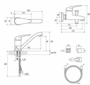 Набор смесителей Ravak Set Suzan V 70508018 3 в 1