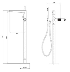 Смеситель для ванны Omnires Contour CT8033CR