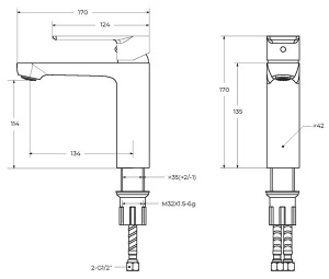 Смеситель для умывальника Cezares STYLUS-LS-BORO с донным клапаном