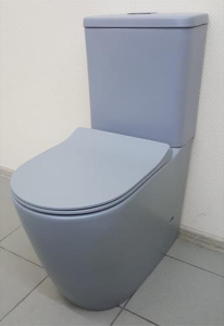 Напольный унитаз CeramaLux 1945 MATT GREY безободковый (с крышкой SoftClose), серый матовый