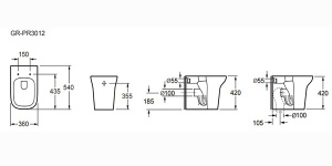 Приставной унитаз Grossman GR-PR3012 Classic с крышкой Slim
