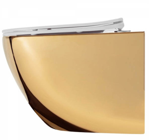 Подвесной унитаз Rea Carlo Mini Rimless Gold White C0669