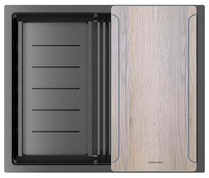Кухонная мойка Paulmark Next-Multi Sink 54 Uni PM785445-GM с коландером, ролл-матом и разделочной доской