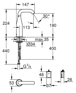 Смеситель для умывальника Grohe Essence E 36446000 сенсорный