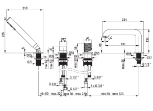 Смеситель на борт ванны Deante Silia Hexa Steel BHS F14M на 4 отверстия