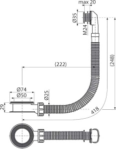 Слив-перелив AlcaPlast A328B
