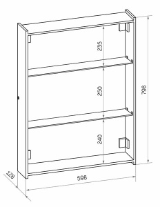 Шкаф-зеркало Континент Mirror Box LED 60, 60х80, черный матовый