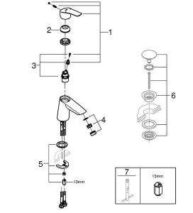 Смеситель для умывальника Grohe Eurosmart 23967003