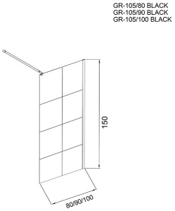 Душевая шторка на ванну Grossman GR-10580BLACK / GR-10590BLACK / GR-105100BLACK, 90х150, прозрачный с принтом