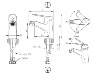 Смеситель для биде Bravat Faucet-Eco-K F3111147C