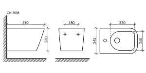 Подвесное биде CeramicaNova Metric CN3008MB с донным клапаном