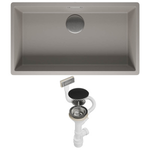 Комплект 2 в 1 кухонная мойка Roxen Gap 360270-74SG Storm Gray со смесителем Keit 500504GB-W, 74х42, storm gray