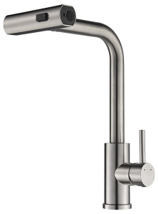 Кухонная мойка Roxen Uno 560210-54-S под столешницу (износостойкое покрытие) с ролл-матом, дозатором и смесителем Shevanik S263L с выдвижным изливом