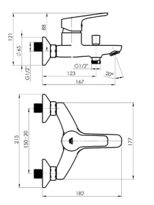 Смеситель для ванны Rubineta Uno-10/K (WT)
