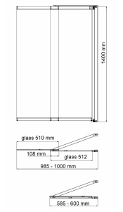 Душевая шторка на ванну Wasserkraft Main 41S02-100 Matt glass Fixed, 100х140, матовый