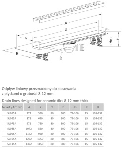 Решетка для душевого трапа Radaway Flowers 5R055F / 5R075F, 55 см