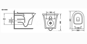 Подвесной унитаз Grossman GR-4444S безободковый с крышкой Slim