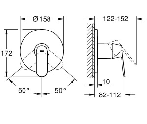 Смеситель встраиваемый Grohe Eurosmart Cosmopolitan 24044000 (1 функция), хром