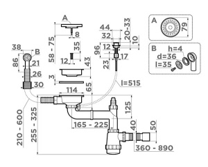 Сифон для мойки Omoikiri WK-1CL-R-A-AB022