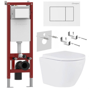 Комплект инсталляции Asten Readle Zentralmodul AR0501 с кнопкой и унитазом Roxen Antares Tornado 530185-02, белый глянцевый
