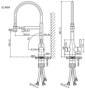 Смеситель для кухонной мойки Sancos Garda SC4009CH / SC4009BN с подключением к фильтру воды, хром, черный