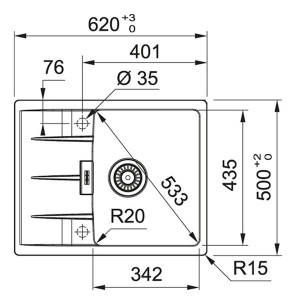 Кухонная мойка Franke CNG 611/211-62, 62х50, оникс