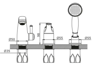 Смеситель на борт ванны Vieir V413532-E