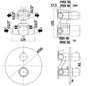 Смеситель встраиваемый Paffoni Light LIQ013NO термостатический