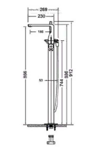 Смеситель для ванны Bravat ARC F66061K-B3-ENG напольный, черный