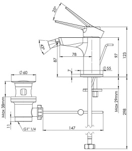Смеситель для биде Remer Slash SL20NO