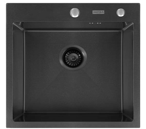 Кухонная мойка Arfeka AF 55 Black с коландером и дозатором