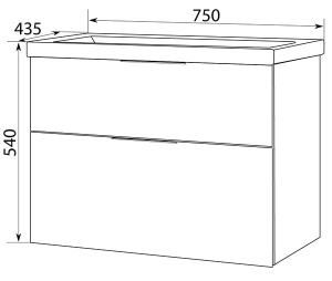Тумба под умывальник 1Marka Idalgo 75П 2в.я. Black stone