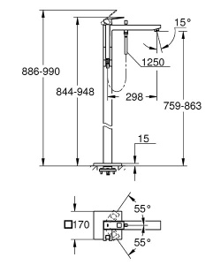 Смеситель для ванны Grohe Eurocube 23672AL1, темный графит матовый