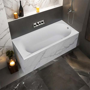 Ванна из искусственного камня BAS Афина белая матовая Solid Surface, 170х75