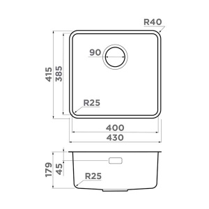 Кухонная мойка Omoikiri Omi 43-U/I-GB / 53-U/I-GB Ultra, 43х42, графит