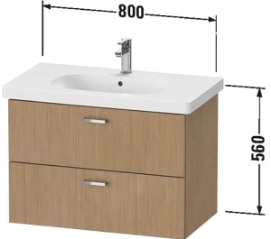 Тумба под умывальник Duravit XBase XB619005252 в комплекте с умывальником Duravit D-Code